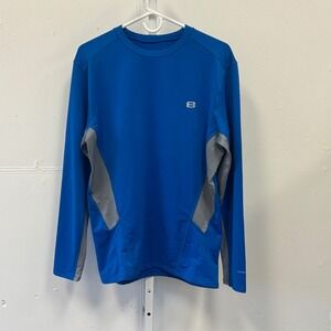 Layer 8 Performance Mens XL Qwick-Dry Long Sleeve Shirt Blue Grey Mesh Running